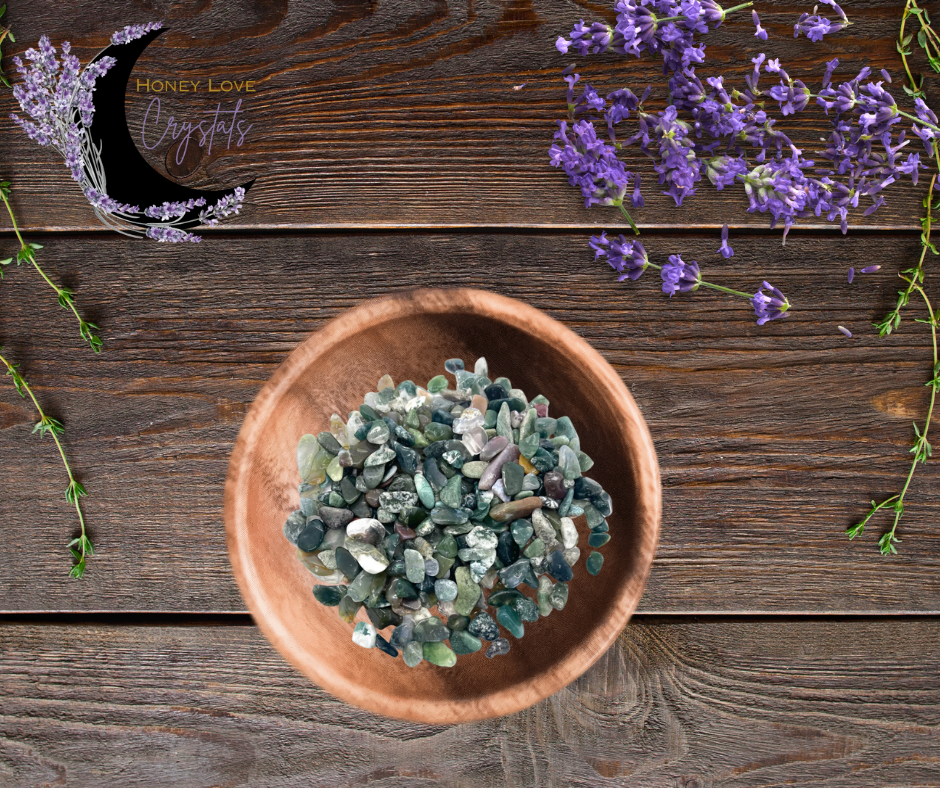 Moss Agate Crystal Chips