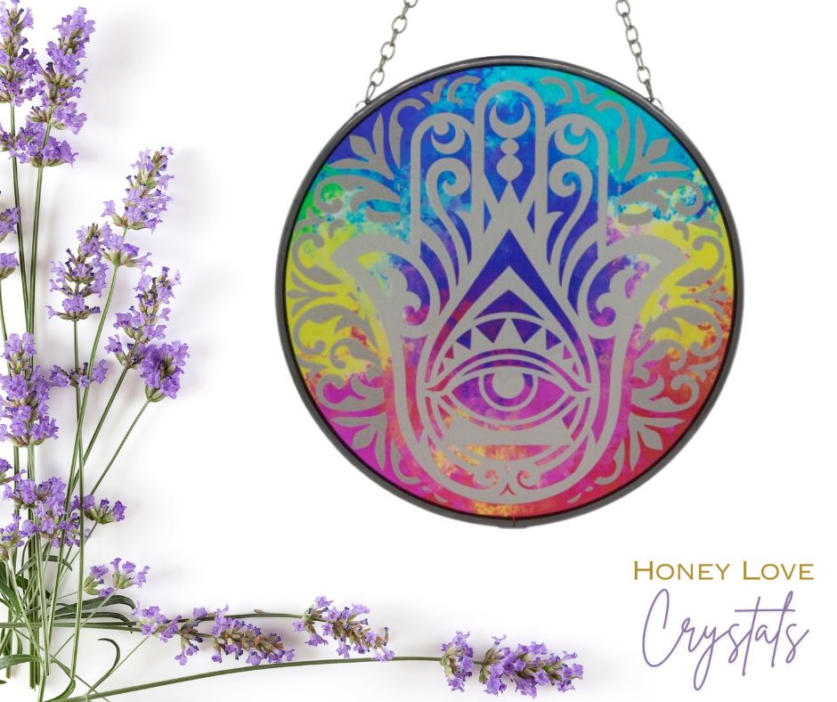 Glass Suncatcher - Hamsa
