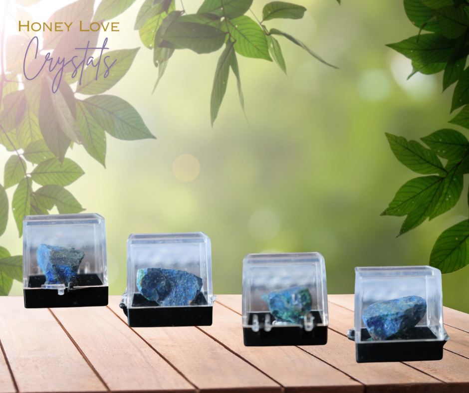 Azurite Specimen in Display Case