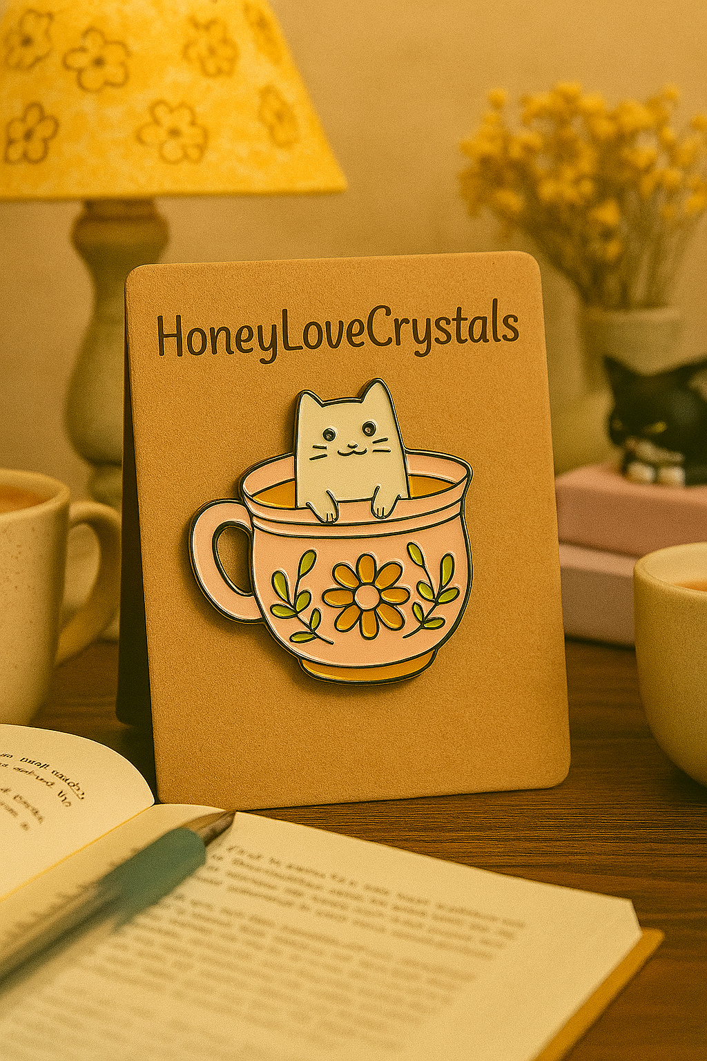 “Cat in a Cup” Enamel Pin