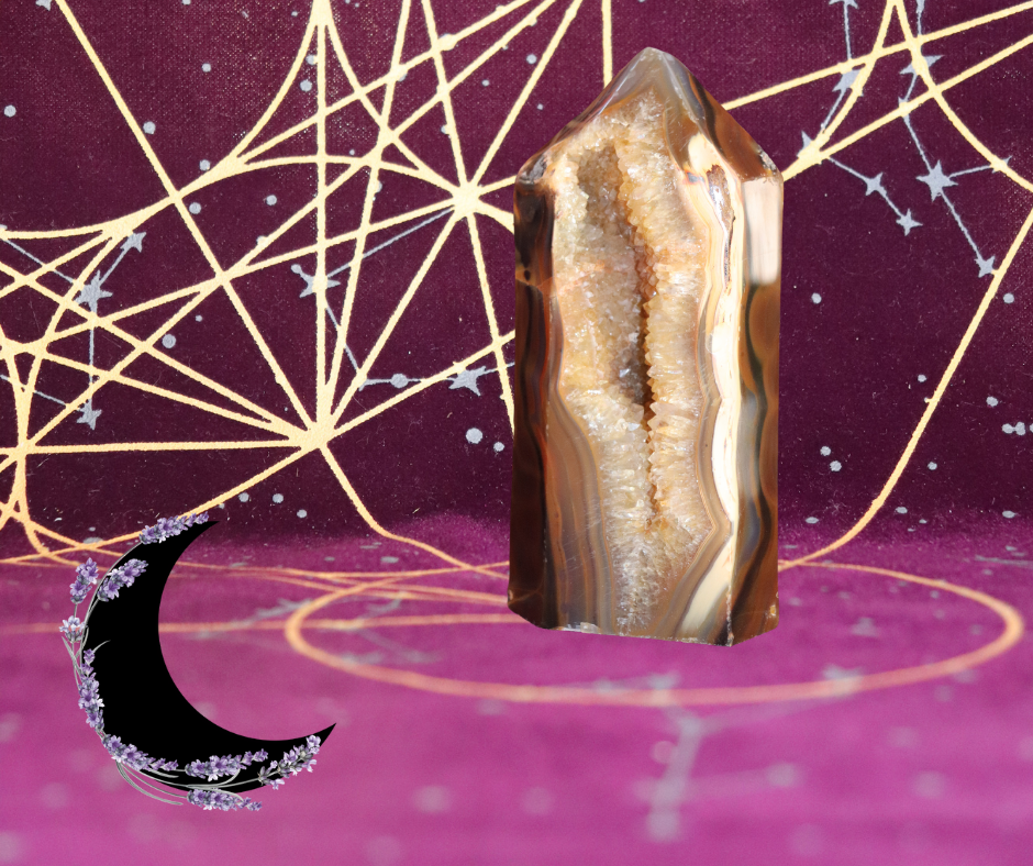 Brown Agate Tower with Druzy