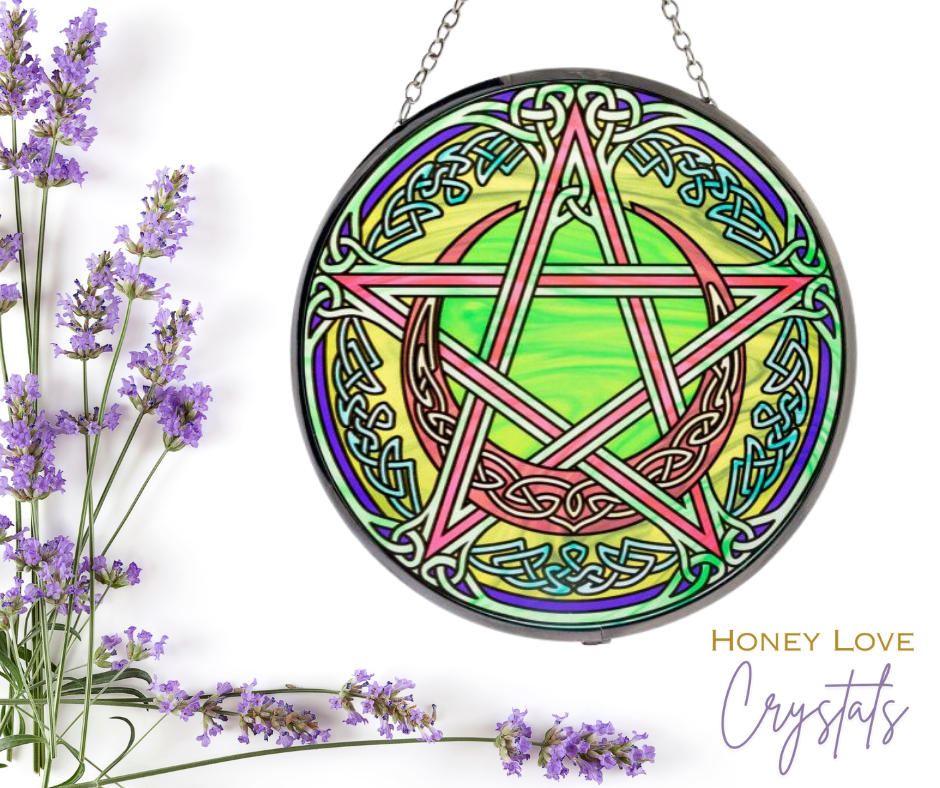 Glass Suncatcher - Celtic Pentacle