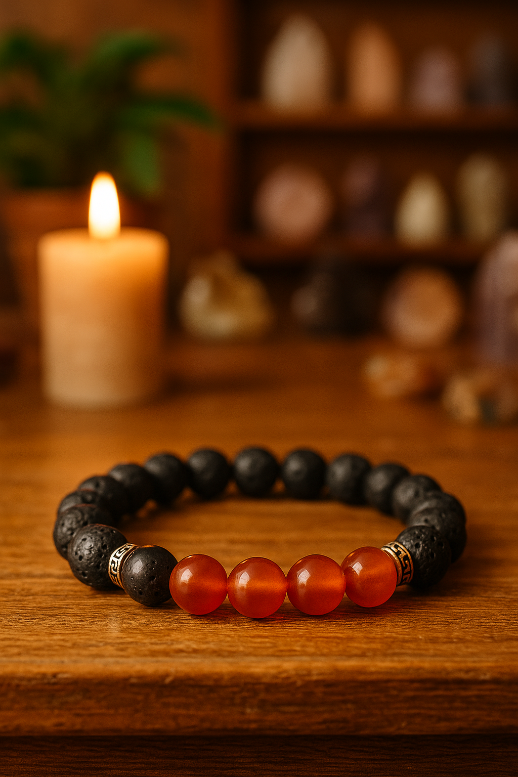Carnelian with Lavastone Bracelet 8mm