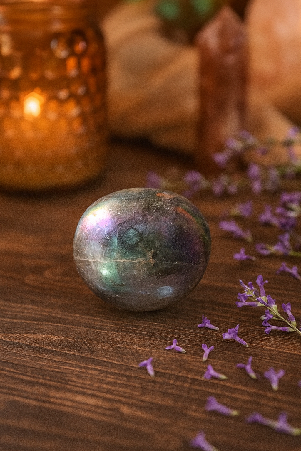 Aura-Coated Unicorn Stone Palmstone