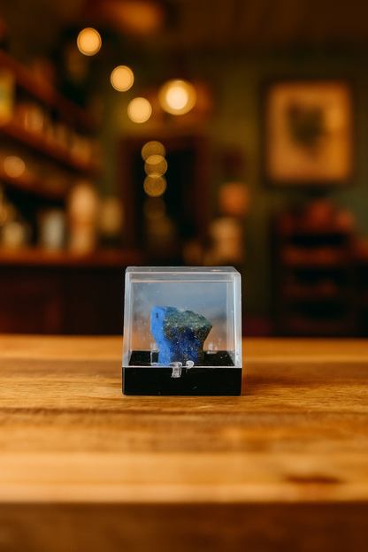 Azurite Specimen in Display Case