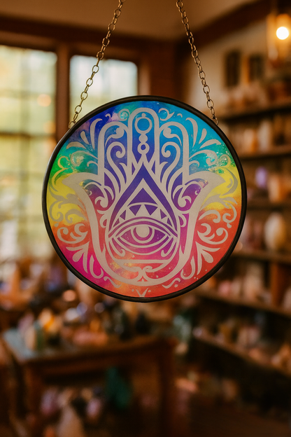 Glass Suncatcher - Hamsa
