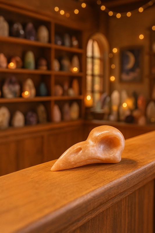 Orange Aventurine Raven Skull