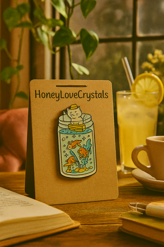 “Cat Fishing Jar” Enamel Pin