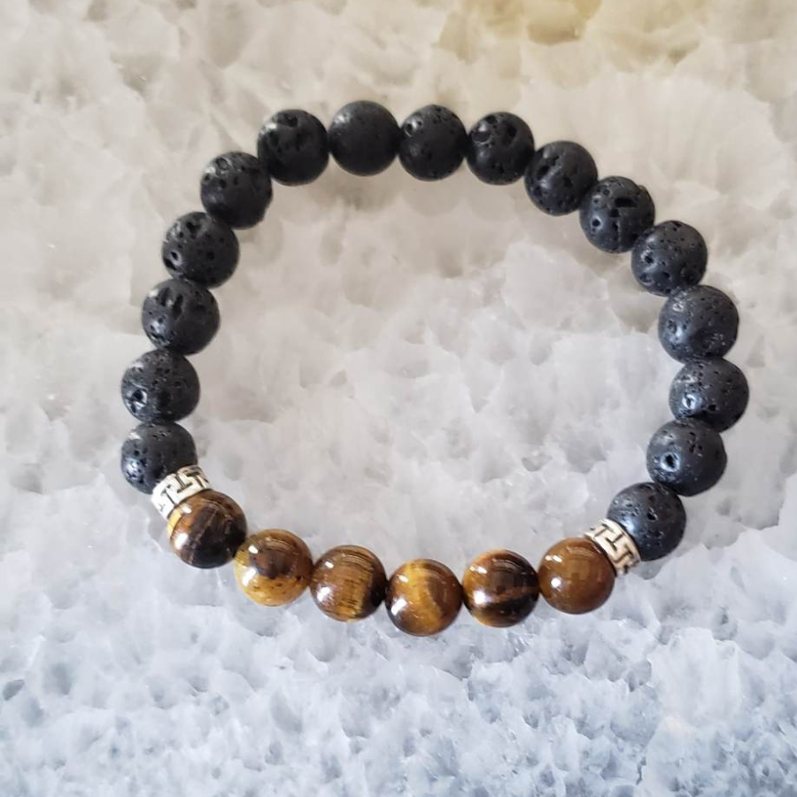 Tigereye with Lava Stone Bracelet 8mm