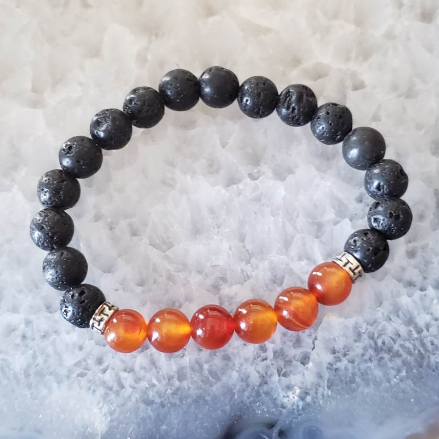 Carnelian with Lavastone Bracelet 8mm