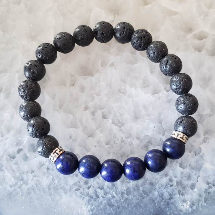 Lapis Lazuli with Lavastone Bracelet 8mm