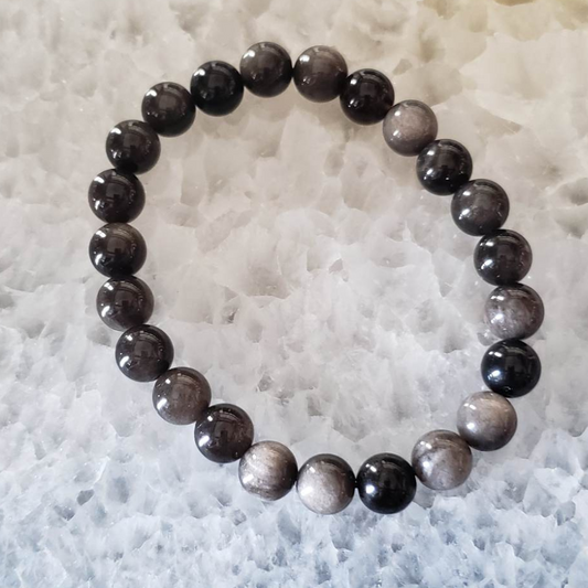 Silver Sheen Obsidian Bracelet 8mm